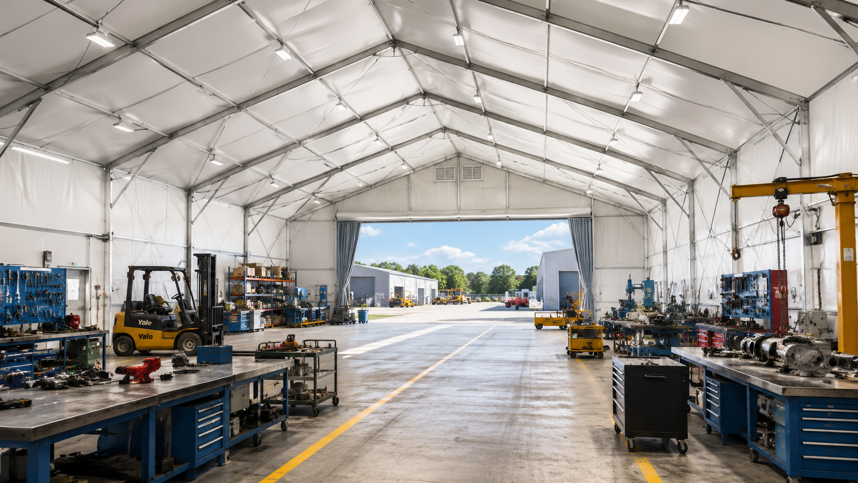 Workshop tent used for industrial production and maintenance