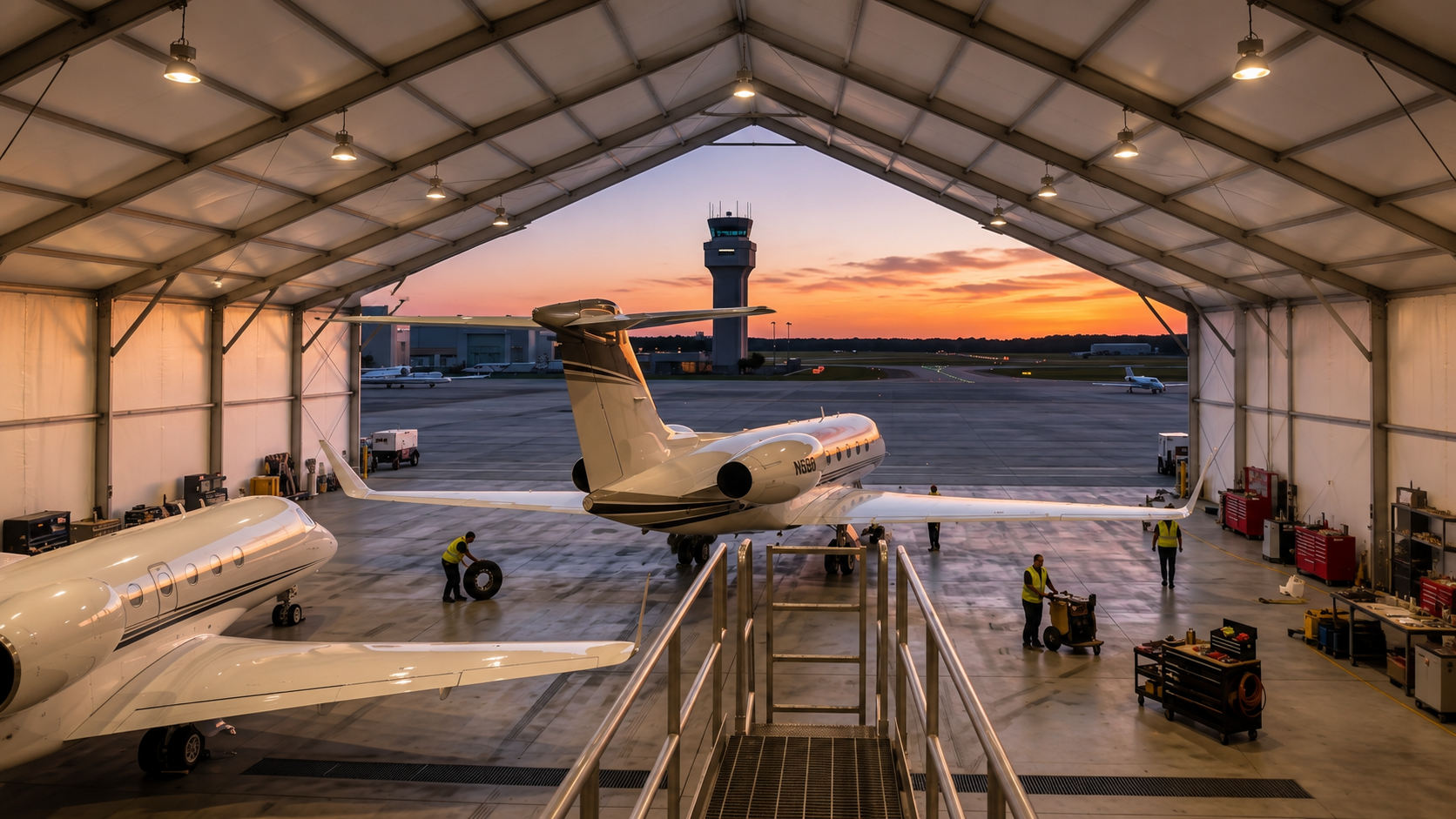 Aircraft hangar tent for aviation shelter and maintenance