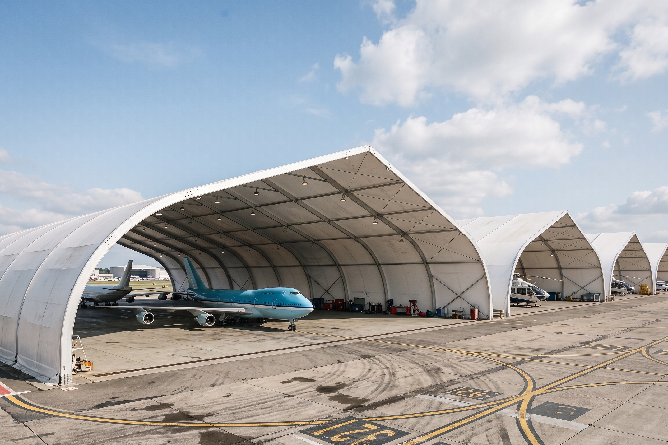 Aircraft hangar tent exterior