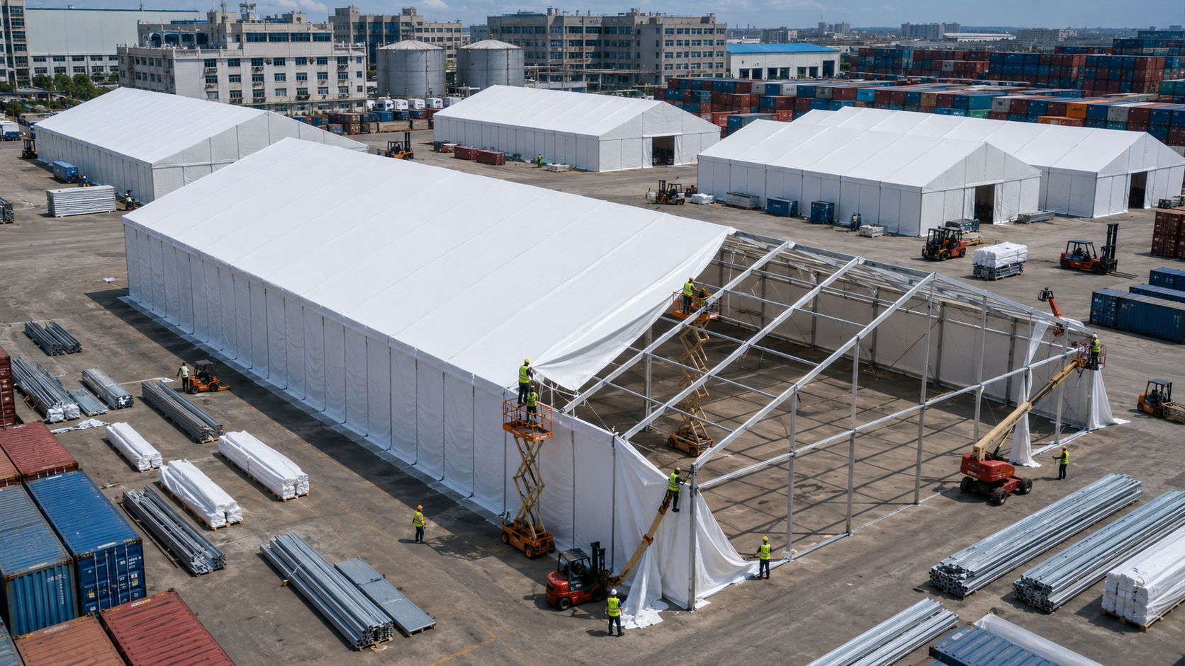 Fast warehouse tent installation