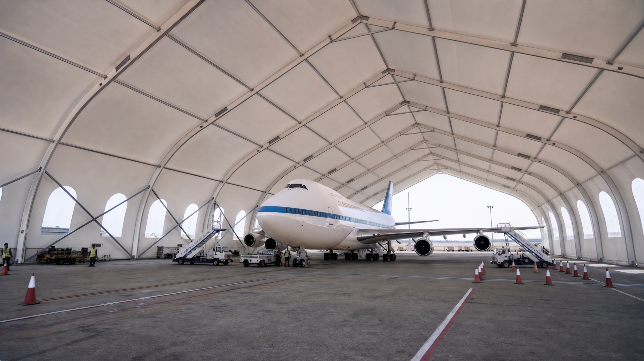 Aircraft hangar tent for storage and maintenance